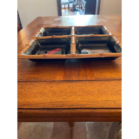 Raymond Waites " SAFARI " 15 " square 4 section condiment appetizer platter - Picture 2 of 9